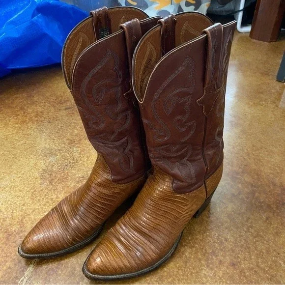 Vintage Lucchese Classic Western Lizard Boots L6089 24 Size 9.5 D